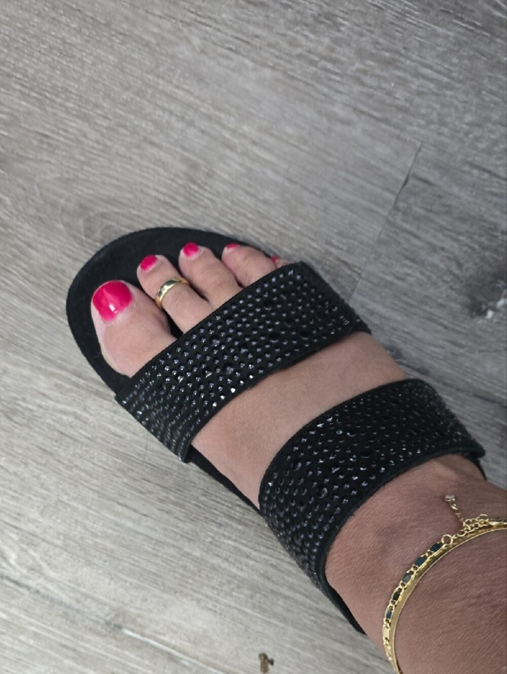 Vionic Black Double-Strap Jeweled Slide Sandals - Picture 5 of 5